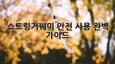 스트링거꿰미 안전 사용 완벽 가이드